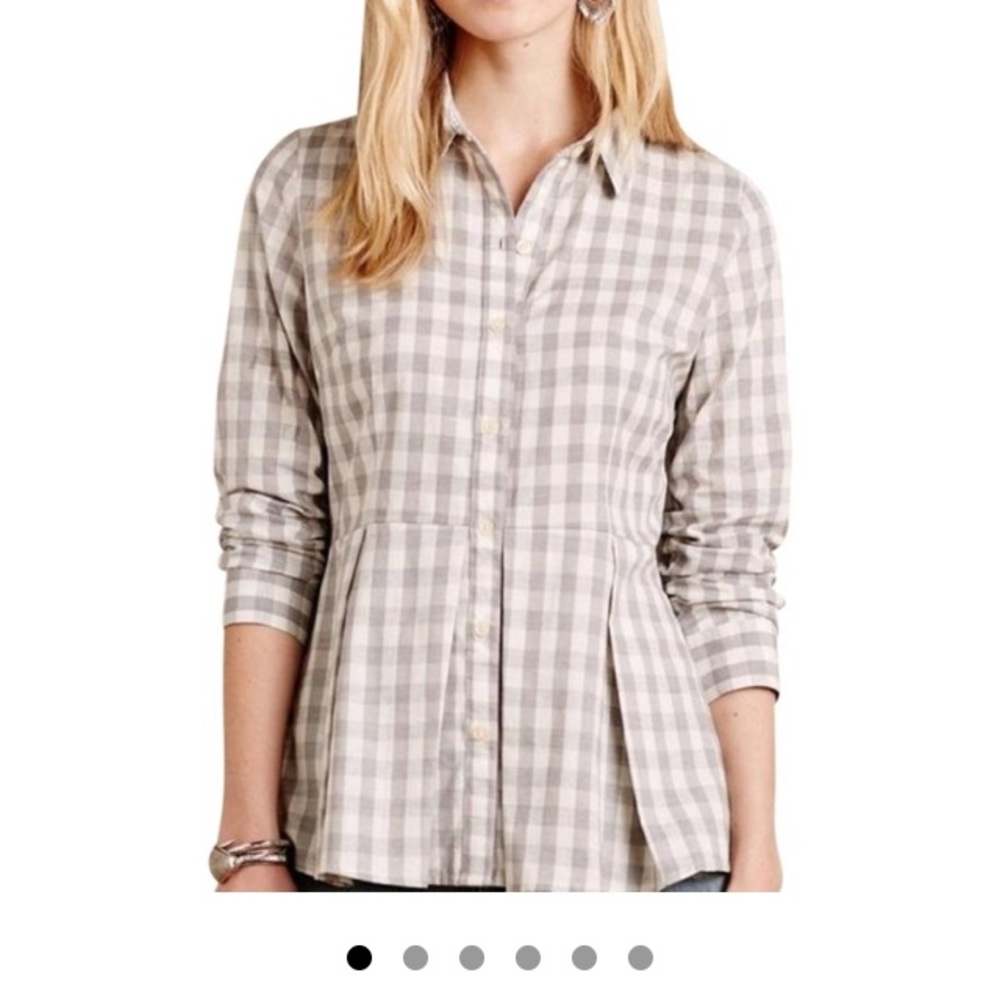 SALE $50 ⬇️ NWT Anthropologie cream plaid blouse.